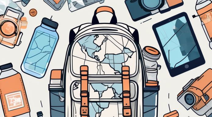 Budget Travel Hacks for Thrifty Explorers A backpack filled with various travel essentials like a map