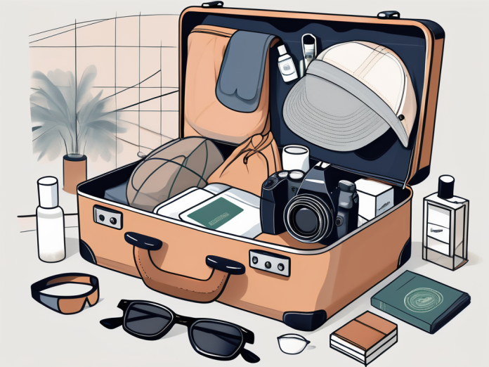 An open suitcase filled with various travel essentials like clothes