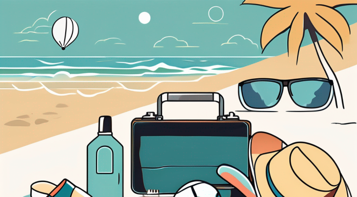 Planning the Perfect Family Vacation A packed suitcase with various vacation essentials such as a beach ball