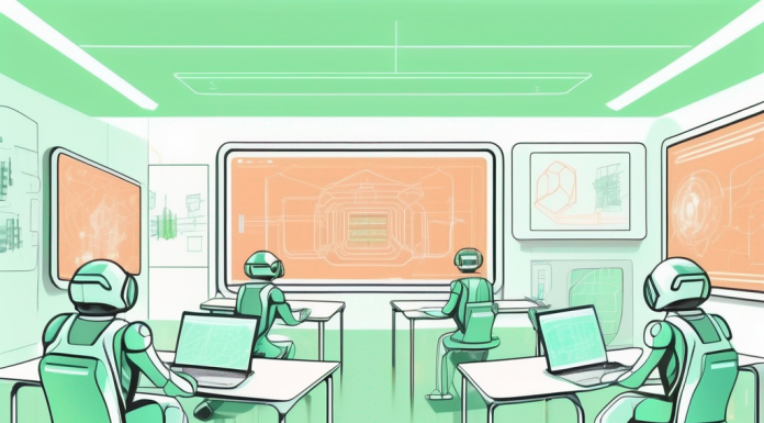 The Future of Education: Trends to Watch A futuristic classroom with advanced technology like holographic screens