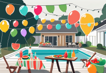 Throwing the Perfect Summer Party with Family A sunny backyard scene featuring a picnic table laden with various summer foods