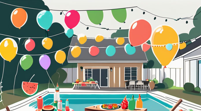 Throwing the Perfect Summer Party with Family A sunny backyard scene featuring a picnic table laden with various summer foods