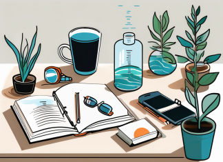 Productive Habits You Should Incorporate into Your Daily Lives Various symbolic objects such as a rising sun (representing an early start)