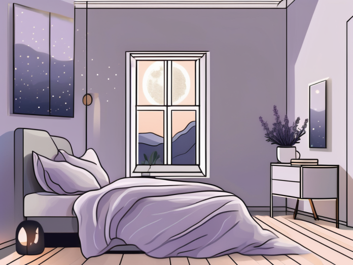 A serene bedroom setting with a comfortable bed