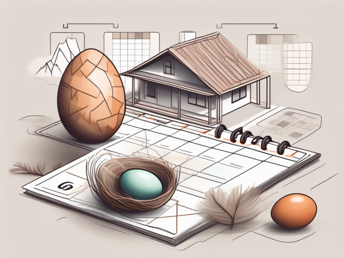 A nest egg resting on a calendar