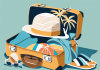 The Ultimate Packing List for a Stress-Free Beach Vacation A neatly packed suitcase filled with beach essentials such as a sun hat