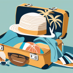 The Ultimate Packing List for a Stress-Free Beach Vacation A neatly packed suitcase filled with beach essentials such as a sun hat