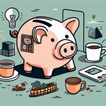 Saving Money: Practical Tips for Cutting Down on Everyday Expenses A piggy bank sitting on a table surrounded by smaller illustrations of everyday items like a coffee cup