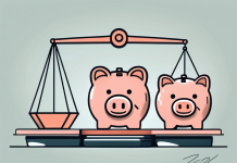 Managing Your Checking and Savings Accounts Efficiently A balanced scale with a piggy bank on one side and a checkbook on the other