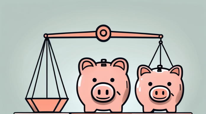 Managing Your Checking and Savings Accounts Efficiently A balanced scale with a piggy bank on one side and a checkbook on the other