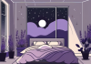 Why Eight Hours of Sleep is Essential for Mental Health A serene bedroom scene at night with a moonlit window