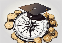 Navigating Financial Freedom: Steps to Pay Off Student Loans Faster A compass pointing towards a pile of coins