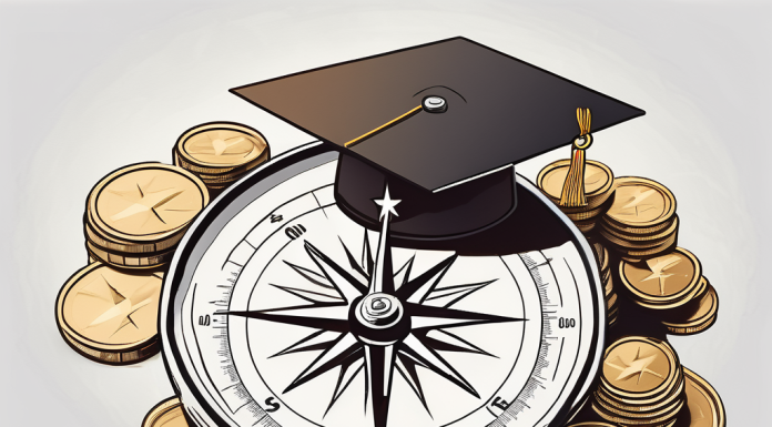 Navigating Financial Freedom: Steps to Pay Off Student Loans Faster A compass pointing towards a pile of coins