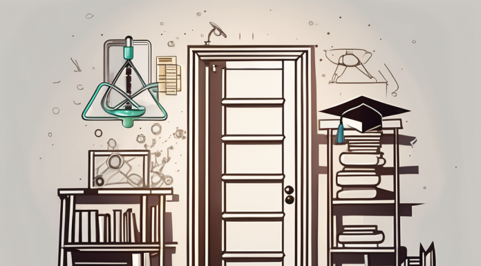 The Impact of Education on Career Advancement Opportunities A ladder with various educational symbols such as books