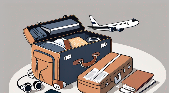 First-Time Flying: What to Expect and How to Prepare A suitcase open with travel essentials like passport