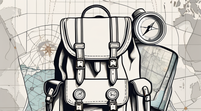 Tips for Solo Female Travelers A backpack adorned with various travel essentials like a map
